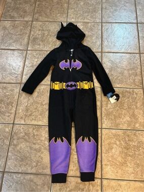 Batgirl Girls Black, Purple & Yellow Hooded Blanket Sleeper Size 6-6X